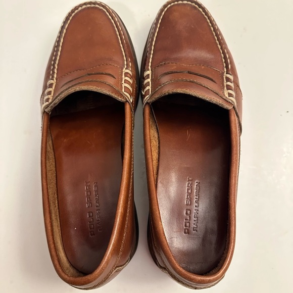 Vintage Polo Sport Ralph Lauren Brown Leather Slip On Penny Loafers Men’s 10D main image 4
